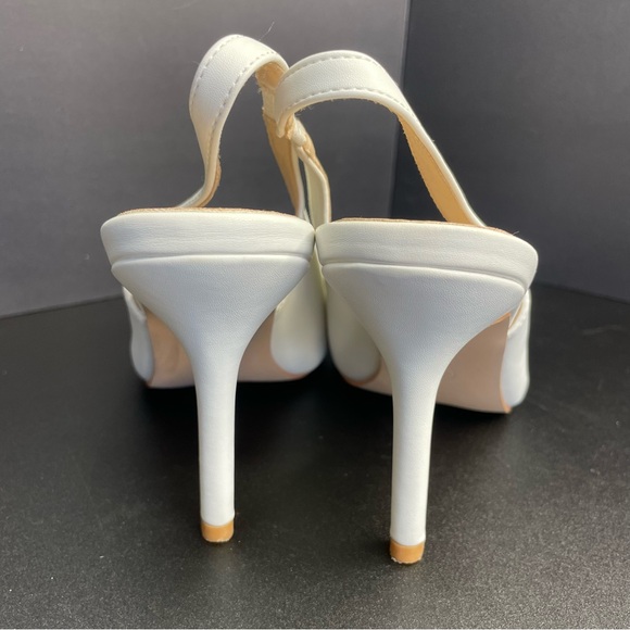 White Pointed Toe Slingback Stiletto Heels Womens Size 7 Dress Pumps - Picture 4 of 7